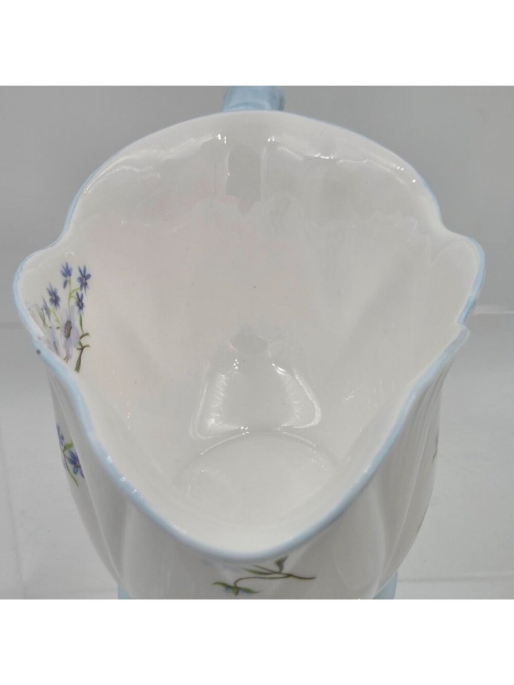 Shelley Blue Rock Dainty Gravy Boat Blue Trim Bone China English Botanical - Picture 5 of 10